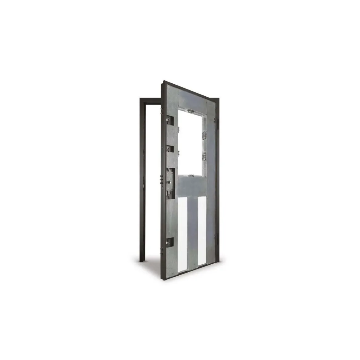 Porta Blindata con Vetro per Esterno da Ingresso Pannello Portone Noce