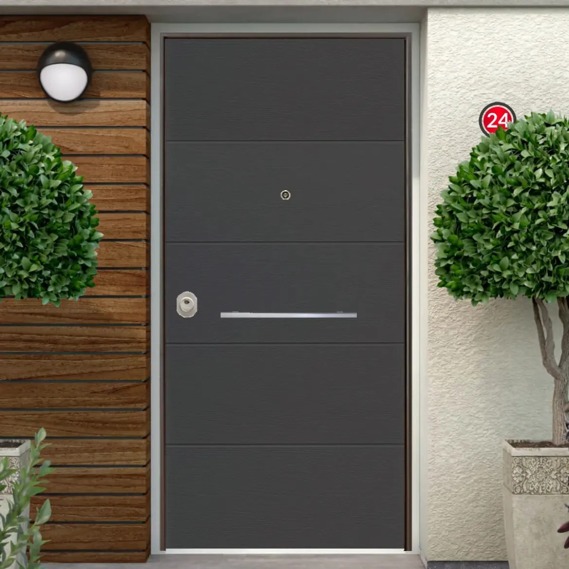 Porta Blindata da Esterno Classe 3 o Classe 4 con Rivestimento Grigio