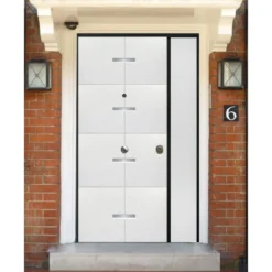 Porta Blindata Doppia Anta Inserti Alluminio Ingresso Esterno Portone Blindato