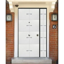 Porta Blindata Doppia Anta Inserti Alluminio Ingresso Esterno Portone Blindato