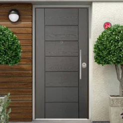 Porta Blindata 90x210 per Ingresso da Esterno Grigio interno Bianco con Maniglione