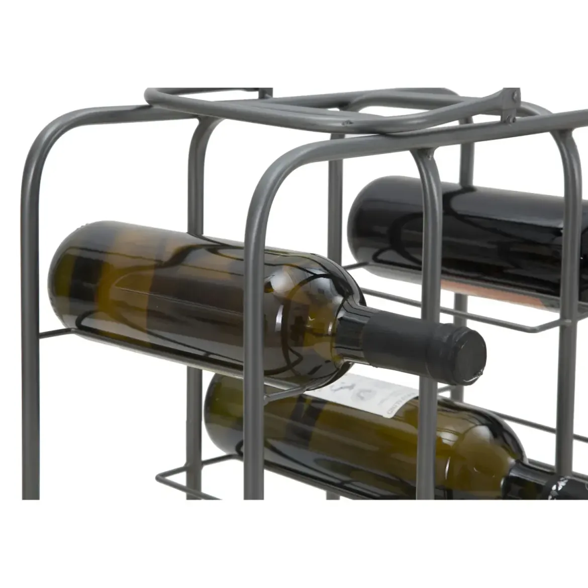 Portabottiglie in Metallo 9 Posti Grigio Scuro Rack Vino Salvaspazio