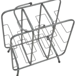 Portabottiglie in Metallo 9 Posti Grigio Scuro Rack Vino Salvaspazio
