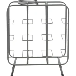 Portabottiglie in Metallo 9 Posti Grigio Scuro Rack Vino Salvaspazio