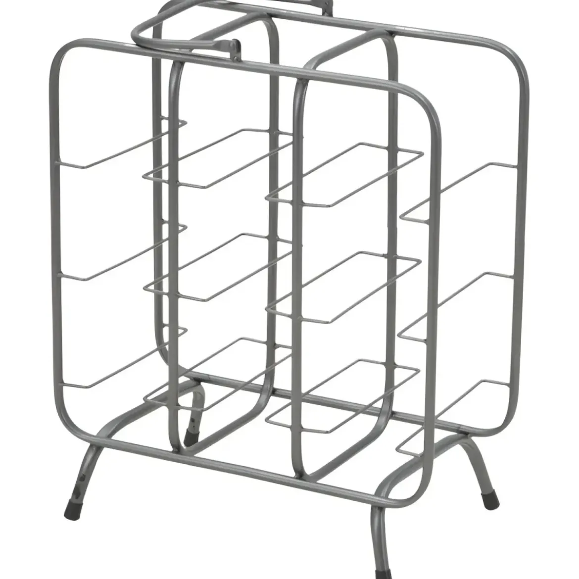 Portabottiglie in Metallo 9 Posti Grigio Scuro Rack Vino Salvaspazio
