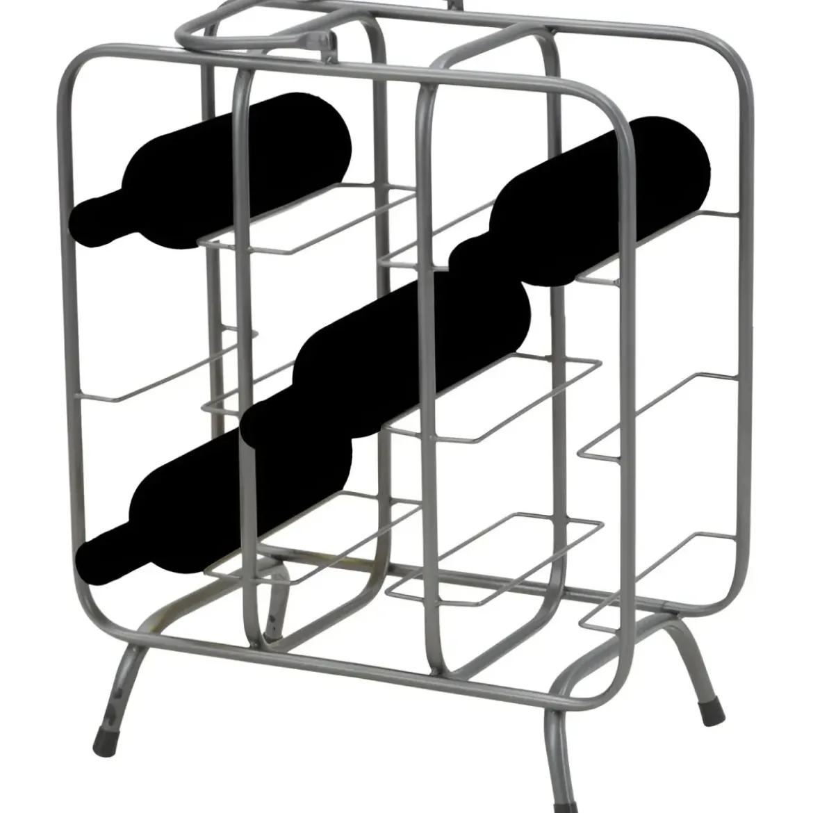 Portabottiglie in Metallo 9 Posti Grigio Scuro Rack Vino Salvaspazio