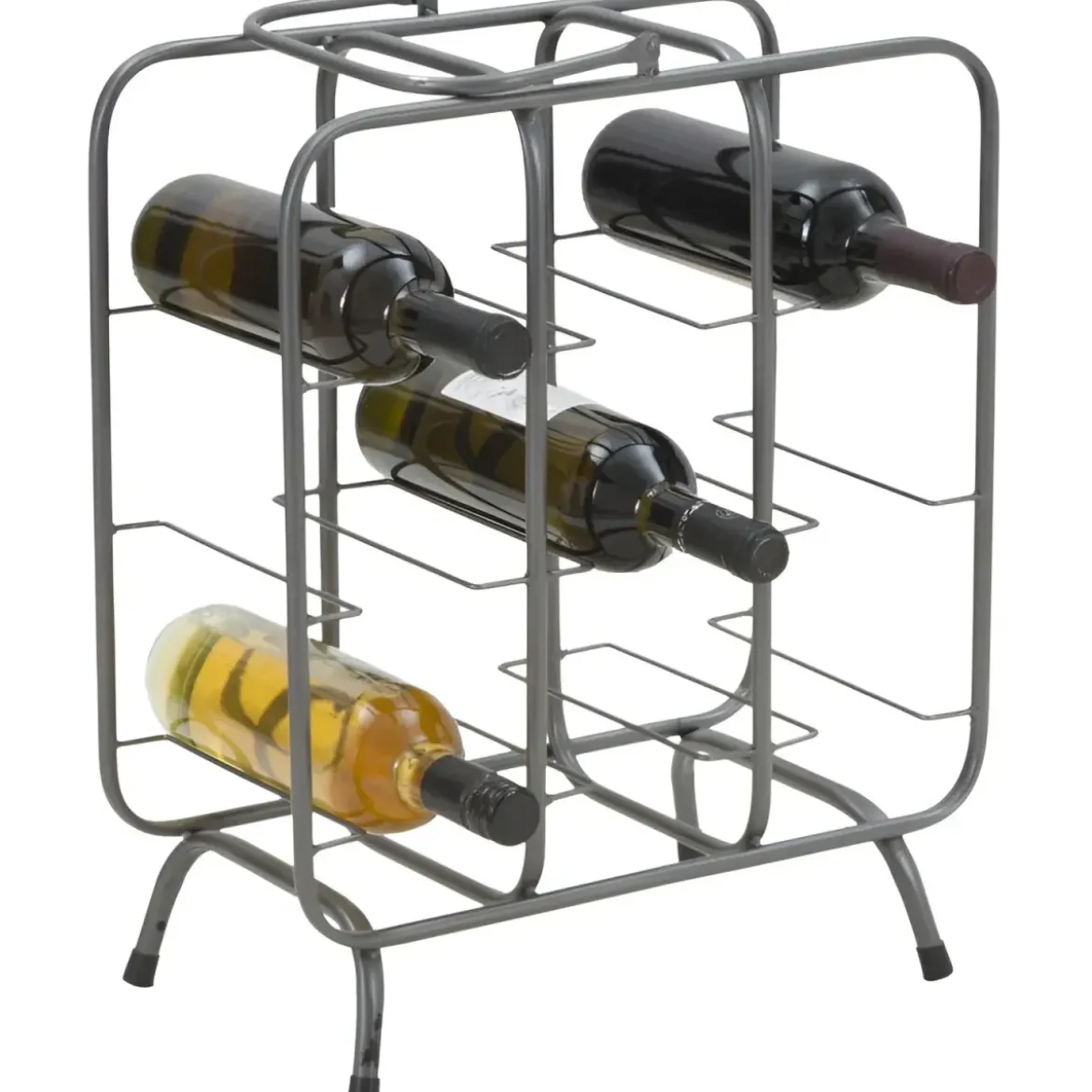 Portabottiglie in Metallo 9 Posti Grigio Scuro Rack Vino Salvaspazio
