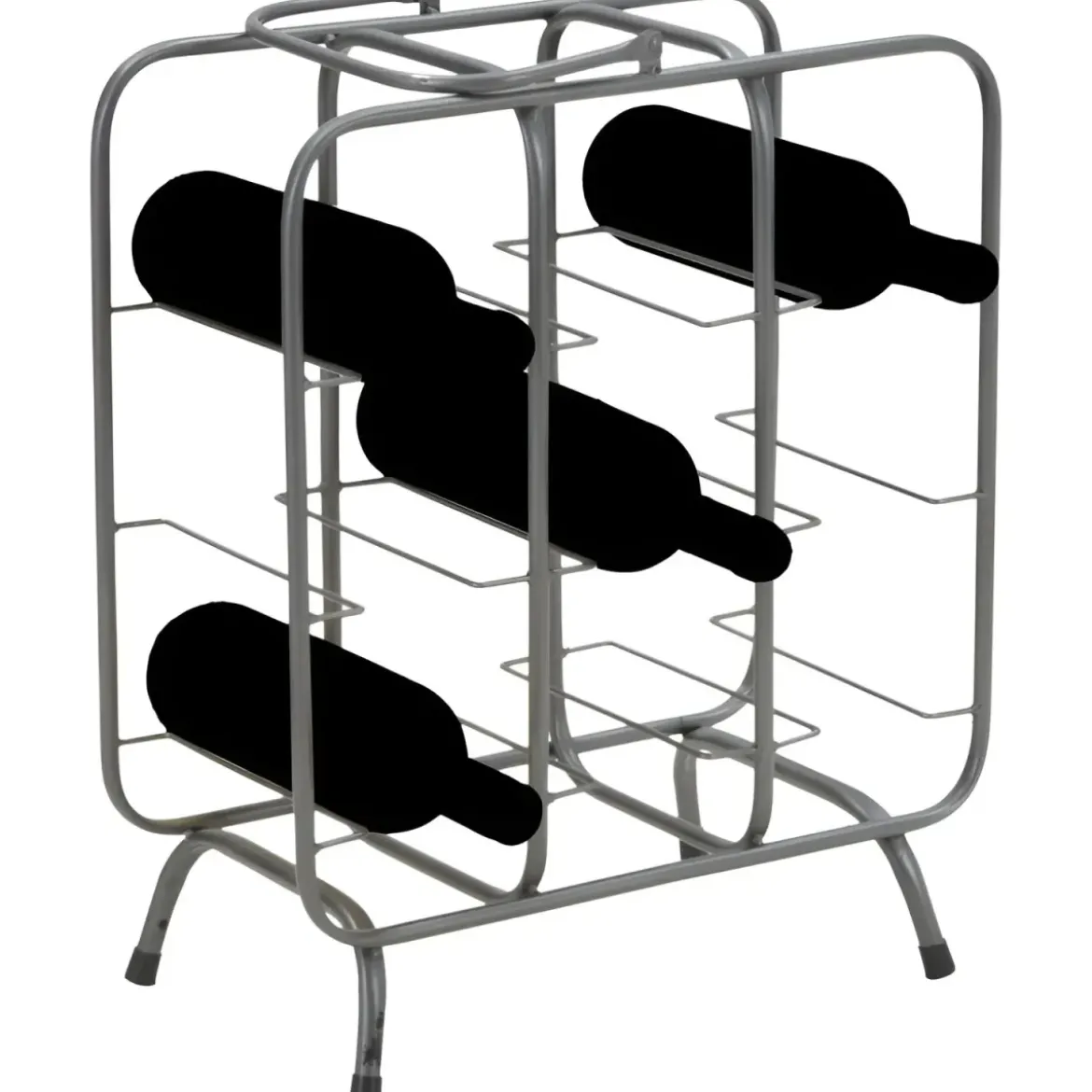 Portabottiglie in Metallo 9 Posti Grigio Scuro Rack Vino Salvaspazio