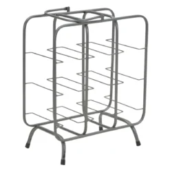 Portabottiglie in Metallo 9 Posti Grigio Scuro Rack Vino Salvaspazio