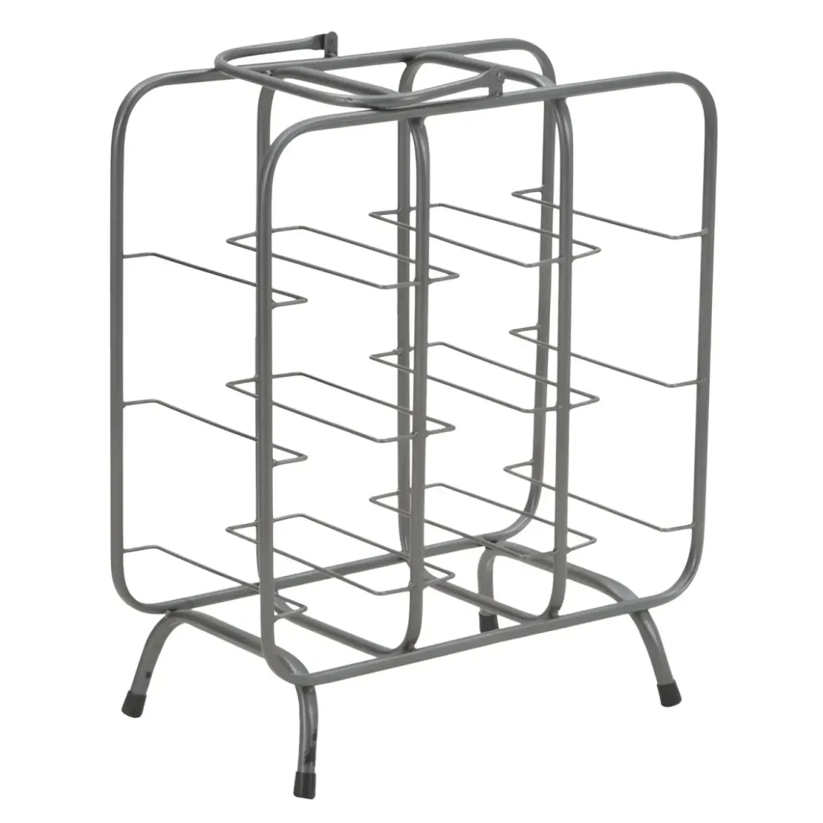 Portabottiglie in Metallo 9 Posti Grigio Scuro Rack Vino Salvaspazio