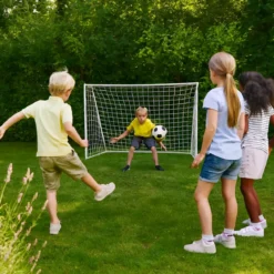 Porta Calcio da Giardino per Bambini in Metallo Rete Impermeabile