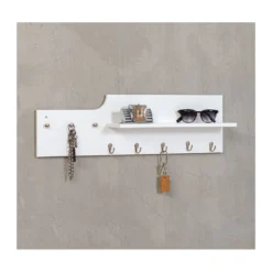 Portachiavi a Parete Bianco da Muro Moderno Appendichiavi Ingresso in Legno