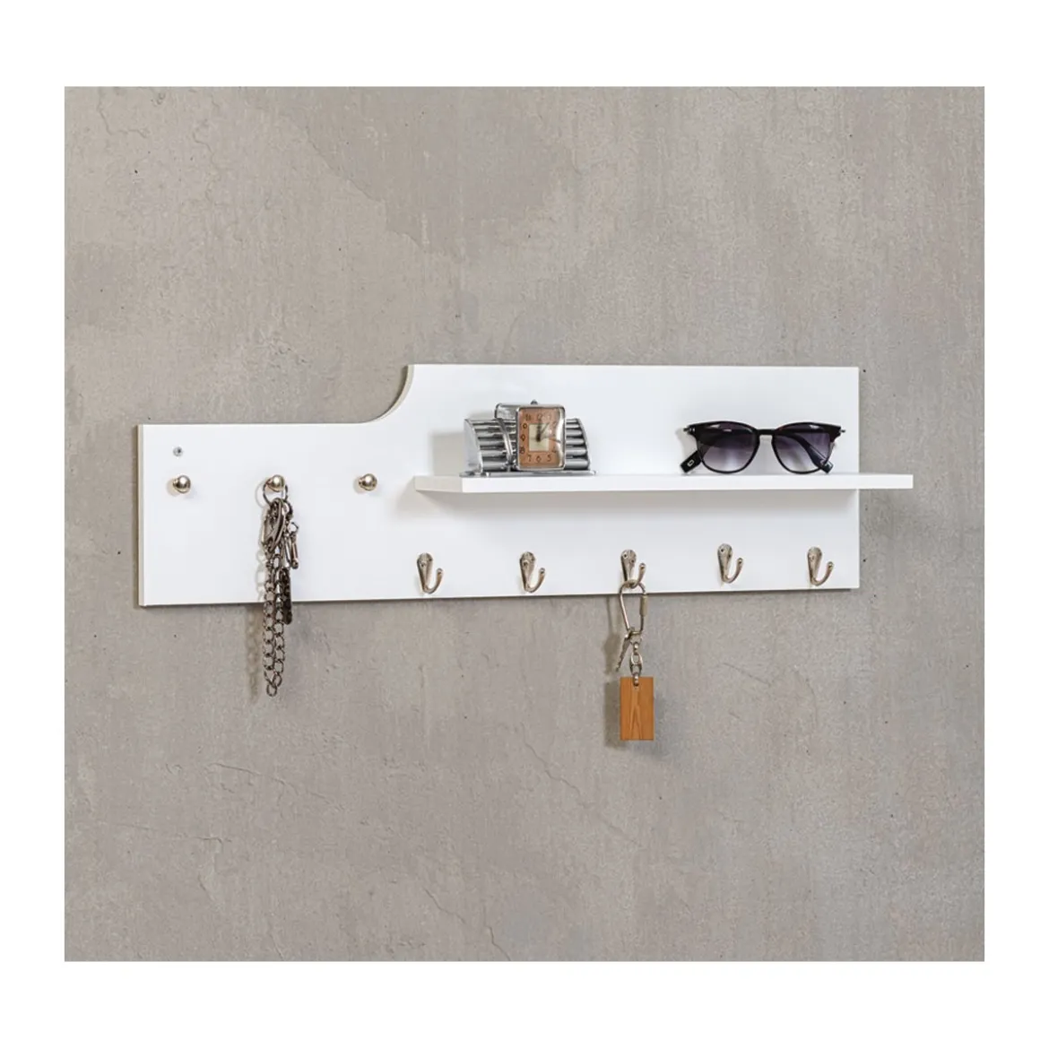 Portachiavi a Parete Bianco da Muro Moderno Appendichiavi Ingresso in Legno