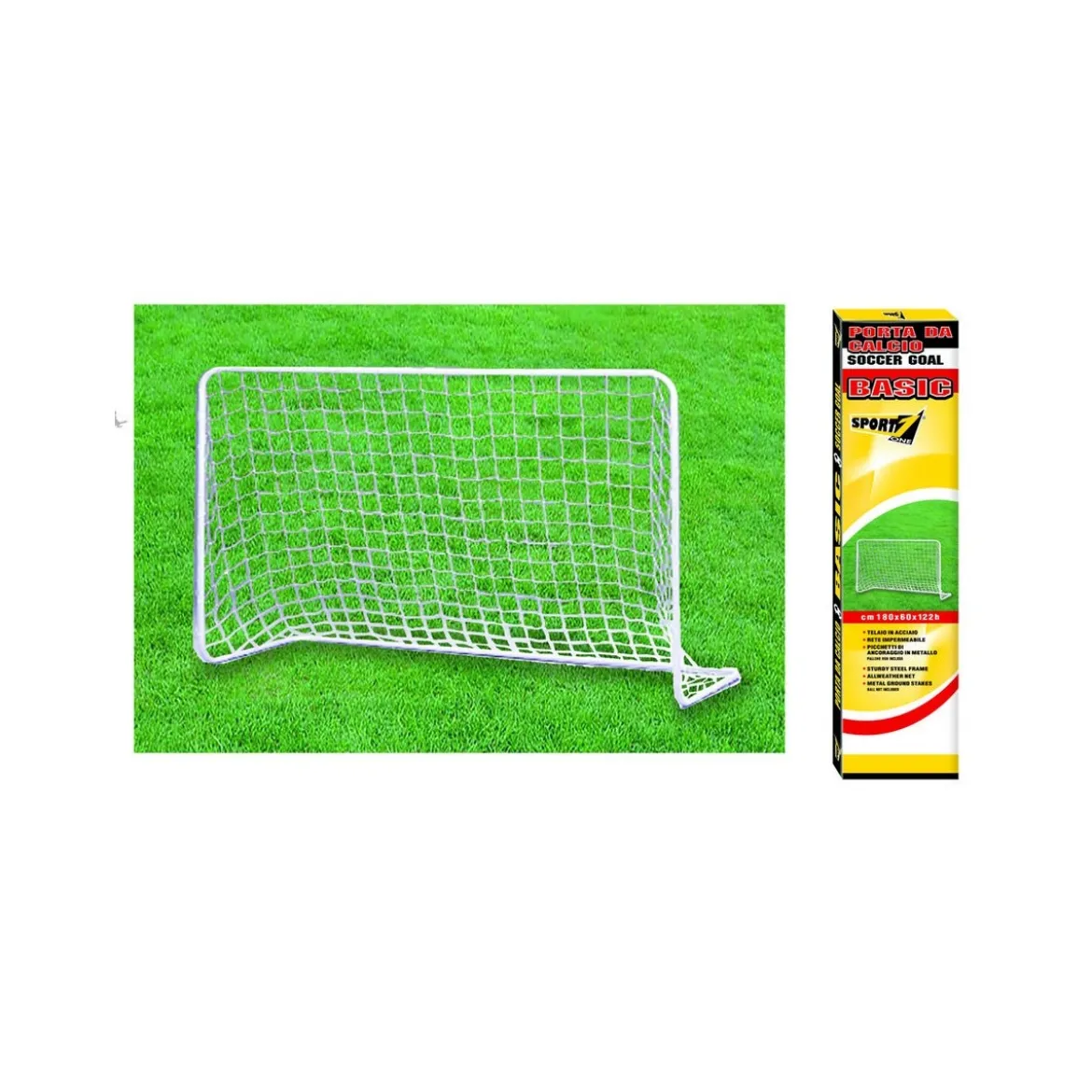 Porta da Calcio 180x60x122 in Metallo con Rete Soccer Goal Calcetto