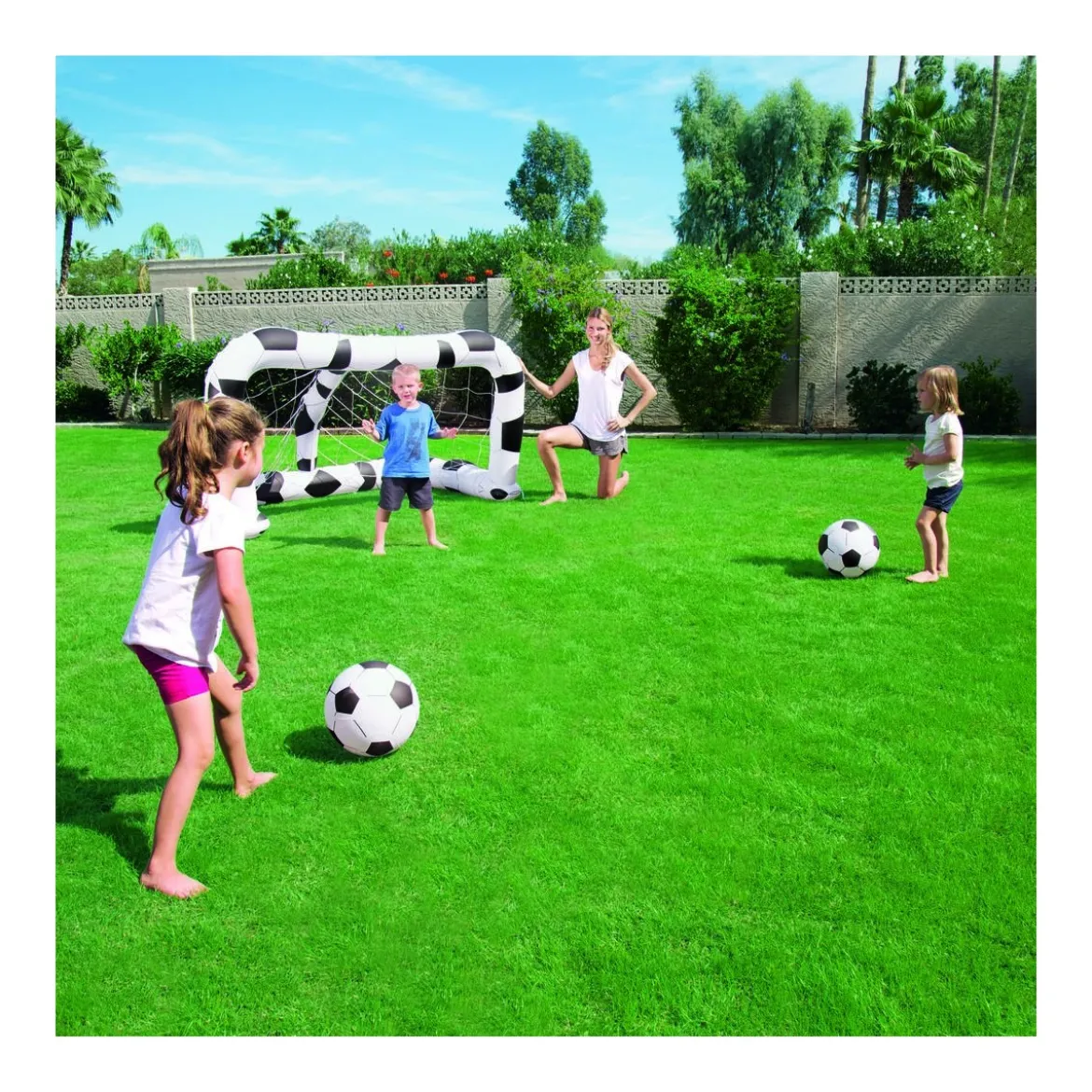 Porta Gonfiabile Calcio 2 Palloni Inclusi Gioco per tutti Giardino Mare Spiaggia