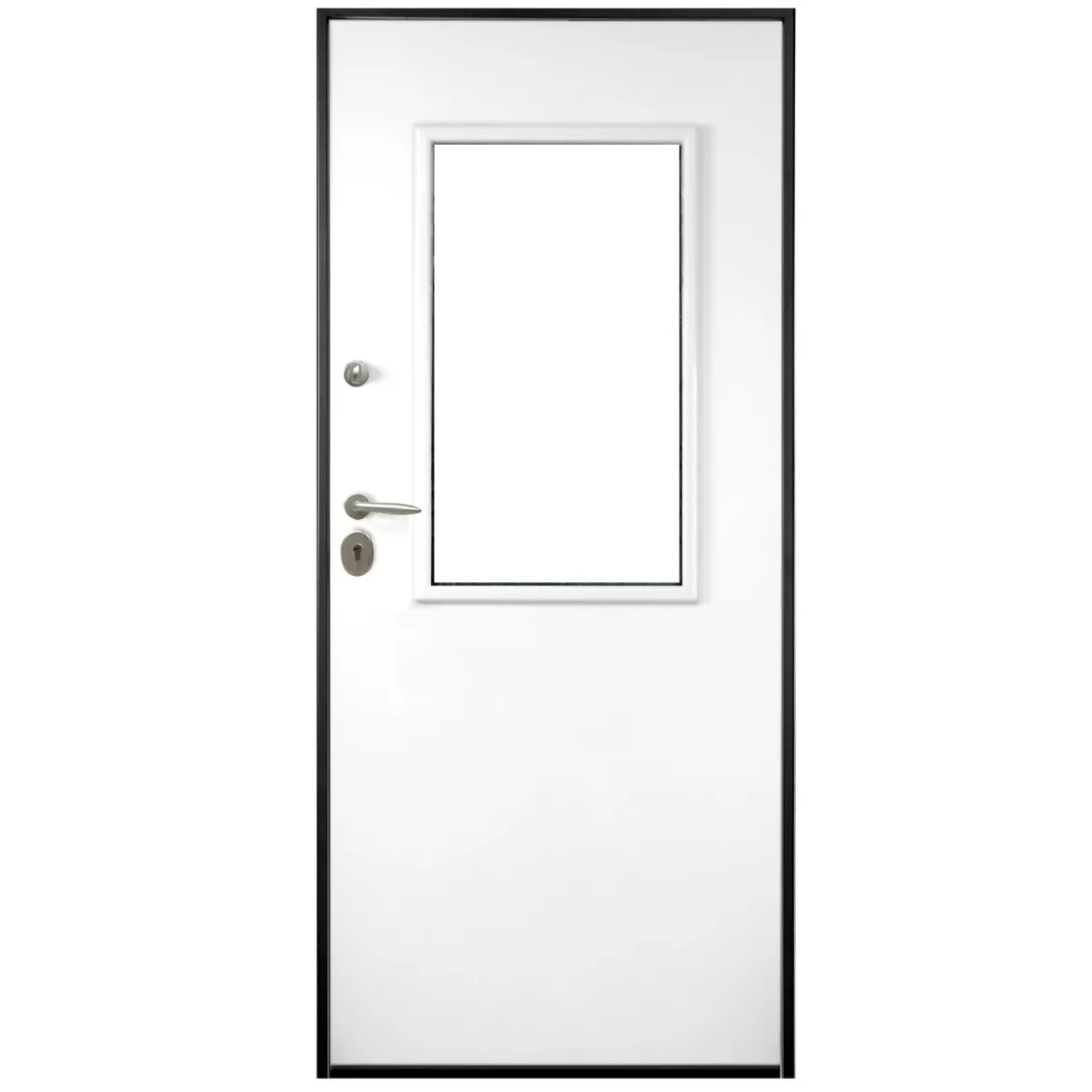 Porta Vetrata Bianca Portone Blindato con Vetro per Esterno con Grata