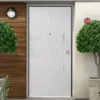 Portoncino Blindato di sicurezza per Esterno con Pannello Bianco Moderno