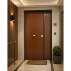 Portone Blindato Interno 2 Ante Porta Classe 3 Liscio Cilindro Europeo Noce