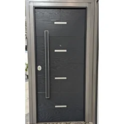 Portone Blindato in Vetroresina con Pannello per Esterno Grigio Porta Blindata