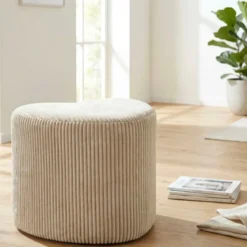 Pouf a Cuore Camera da Letto Salone Bianco 49x45x42 cm Plissettato