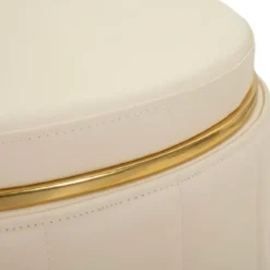 Pouf con Contenitore Similpelle Crema Oro Moderno Soggiorno Camera