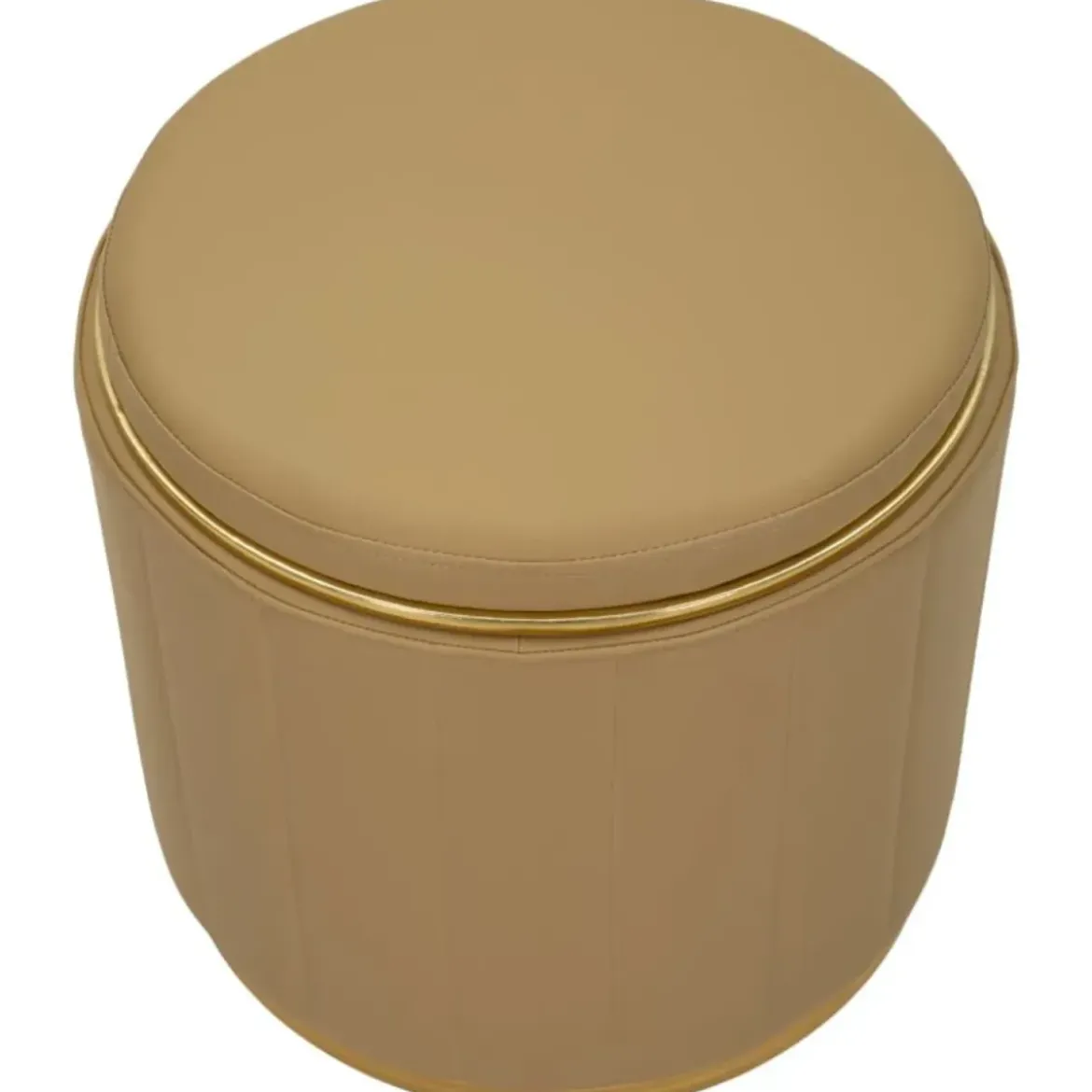 Pouf con Contenitore Similpelle Marrone Oro Moderno Soggiorno Camera