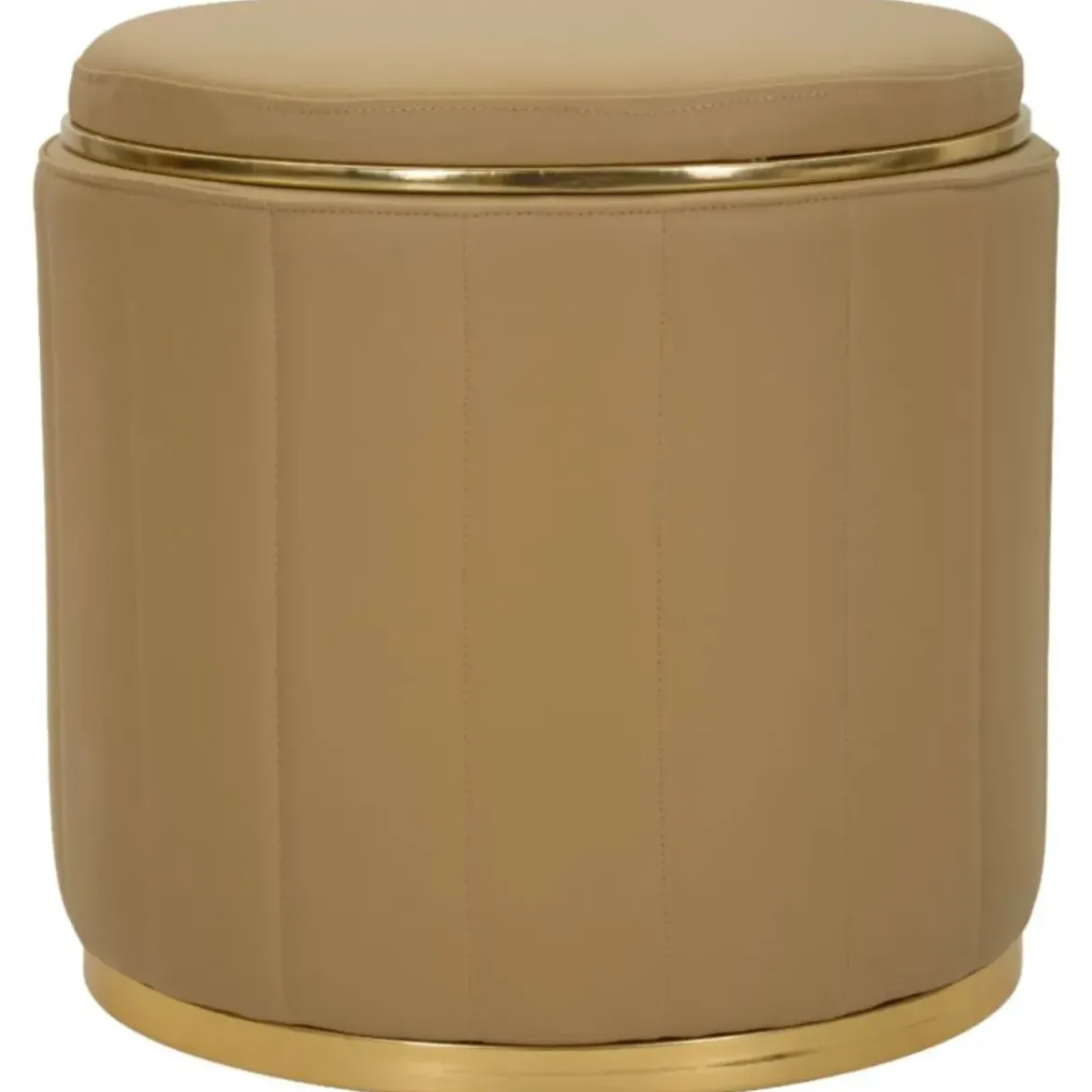 Pouf con Contenitore Similpelle Marrone Oro Moderno Soggiorno Camera