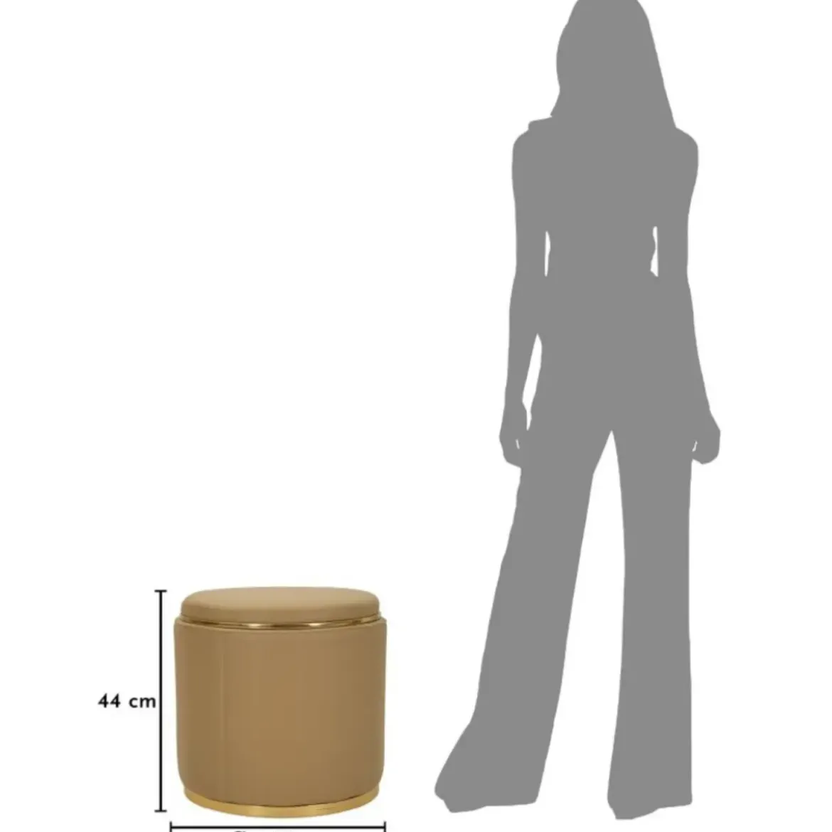 Pouf con Contenitore Similpelle Marrone Oro Moderno Soggiorno Camera