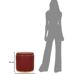 Pouf con Contenitore Similpelle Rosso Oro Moderno Soggiorno Camera