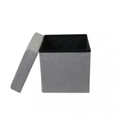 Pouf Contenitore Grigio Chiaro Quadrato 38x38x40 cm