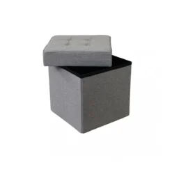 Pouf Contenitore Grigio Chiaro Quadrato 38x38x40 cm