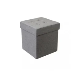 Pouf Contenitore Grigio Chiaro Quadrato 38x38x40 cm