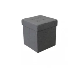 Pouf Contenitore Grigio Scuro Quadrato 38x38x40 cm