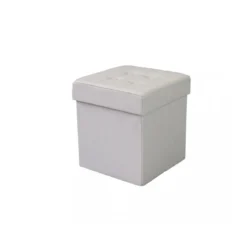 Pouf Contenitore Poggiapiedi Tortora Quadrato 38x38x40 cm