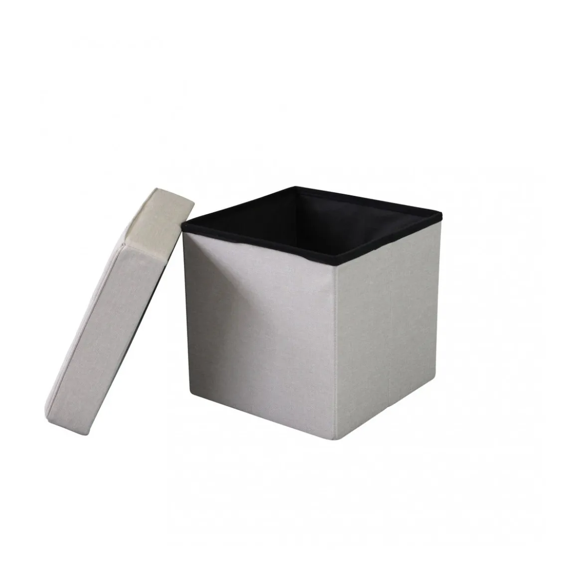 Pouf Contenitore Poggiapiedi Tortora Quadrato 38x38x40 cm