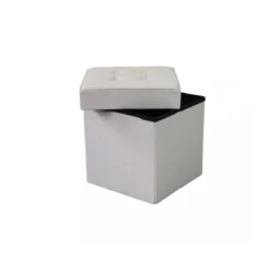 Pouf Contenitore Poggiapiedi Tortora Quadrato 38x38x40 cm
