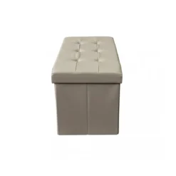Pouf Contenitore Poggiapiedi in Ecopelle Rettangolare 76x38 cm