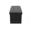 Pouf Contenitore Poggiapiedi in Ecopelle Nero Rettangolare 76x38 cm