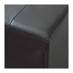 Pouf Contenitore Poggiapiedi in Ecopelle Nero Rettangolare 76x38 cm