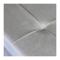 Pouf Contenitore Poggiapiedi in Velluto Beige Rettangolare 76x38 cm