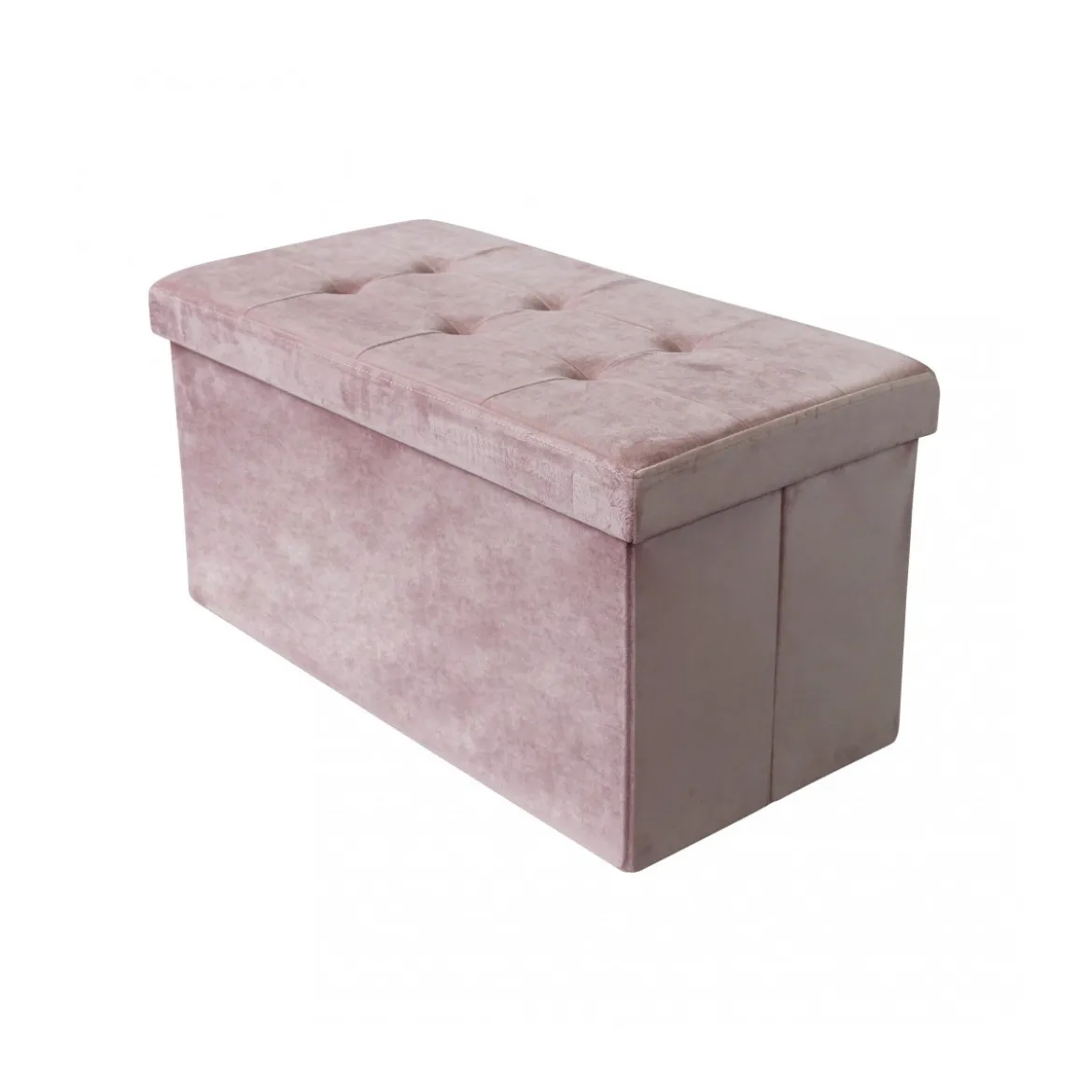 Pouf Contenitore Poggiapiedi per Soggiorno Rosa Rettangolare 76x38 cm