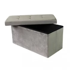 Pouf Contenitore Poggiapiedi per Soggiorno Tortora Rettangolare 76x38 cm