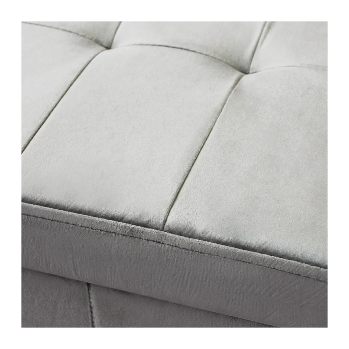 Pouf Contenitore Poggiapiedi per Soggiorno Tortora Rettangolare 76x38 cm