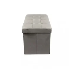 Pouf Contenitore Poggiapiedi per Soggiorno Tortora Rettangolare 76x38 cm