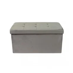 Pouf Contenitore Poggiapiedi per Soggiorno Tortora Rettangolare 76x38 cm