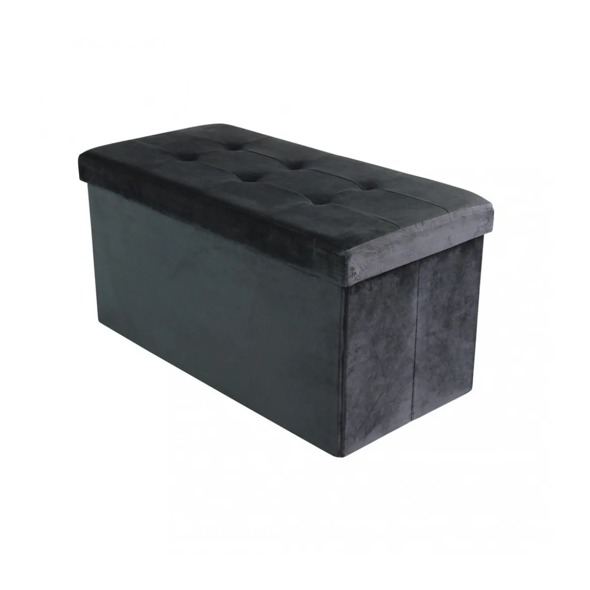 Pouf Contenitore Poggiapiedi per Soggiorno Nero Rettangolare 76x38 cm