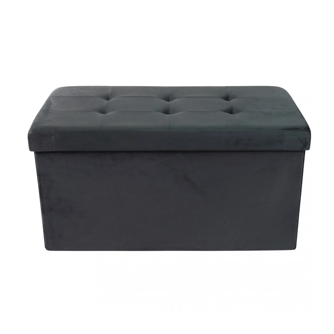 Pouf Contenitore Poggiapiedi per Soggiorno Nero Rettangolare 76x38 cm