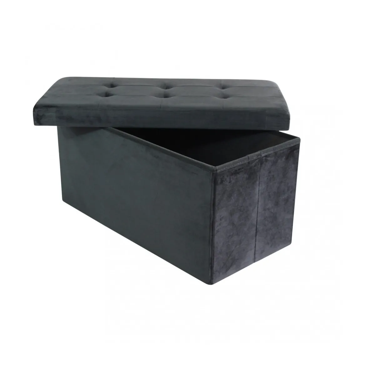 Pouf Contenitore Poggiapiedi per Soggiorno Nero Rettangolare 76x38 cm