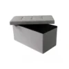 Pouf Contenitore Poggiapiedi in Stoffa Grigio Rettangolare 76x38 cm