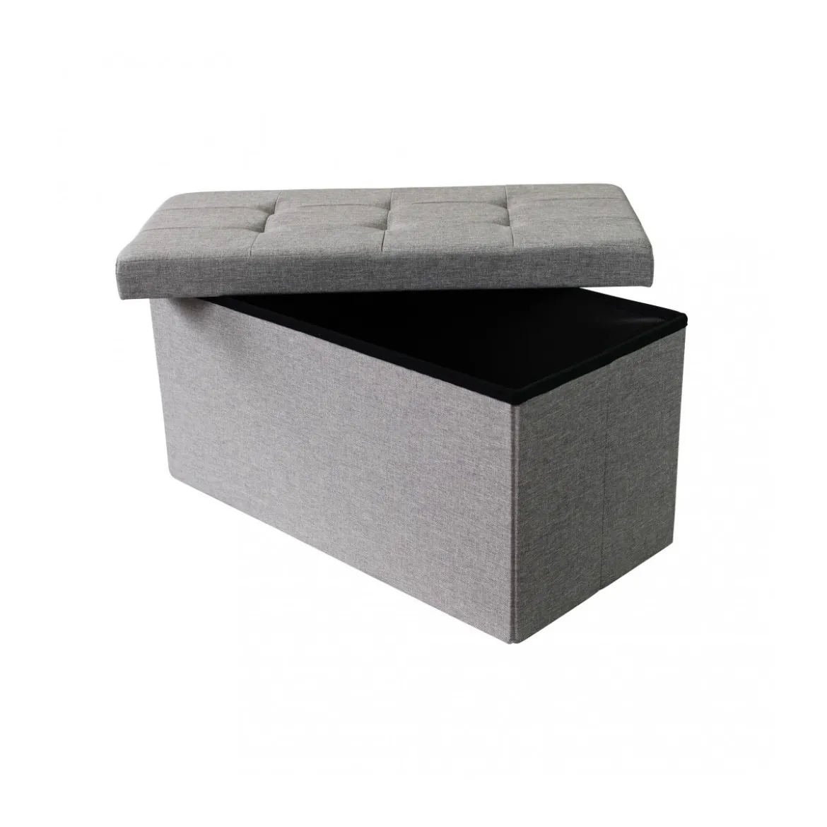 Pouf Contenitore Poggiapiedi in Stoffa Grigio Rettangolare 76x38 cm